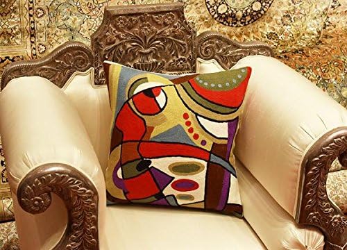 Modern Accent Pillows by Alfred Gockel | Decorative Pillow for Couch | New Red Musical Abstract Pillows | Contemporary Chair Cushion | Modern Cushions | Handmade Wool | Size -18x18