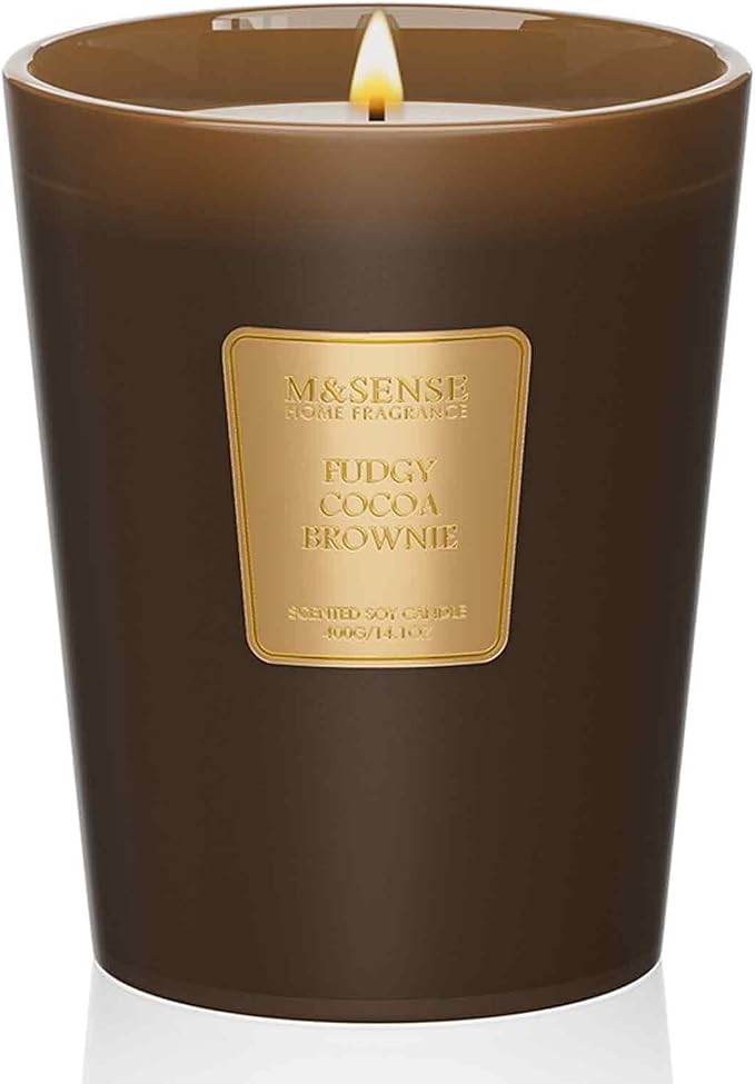 M&SENSE Fudgy Cocoa Brownie Soy Candle, 14.1oz, Sweet Home Fragrance | 60H Long Burn, Non-Toxic, Cozy Stress Relief Relaxation Celebration Home Fragrance Housewarming Gift