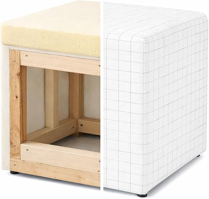 HomePop 19" Square Ottoman - Natural Windowpane