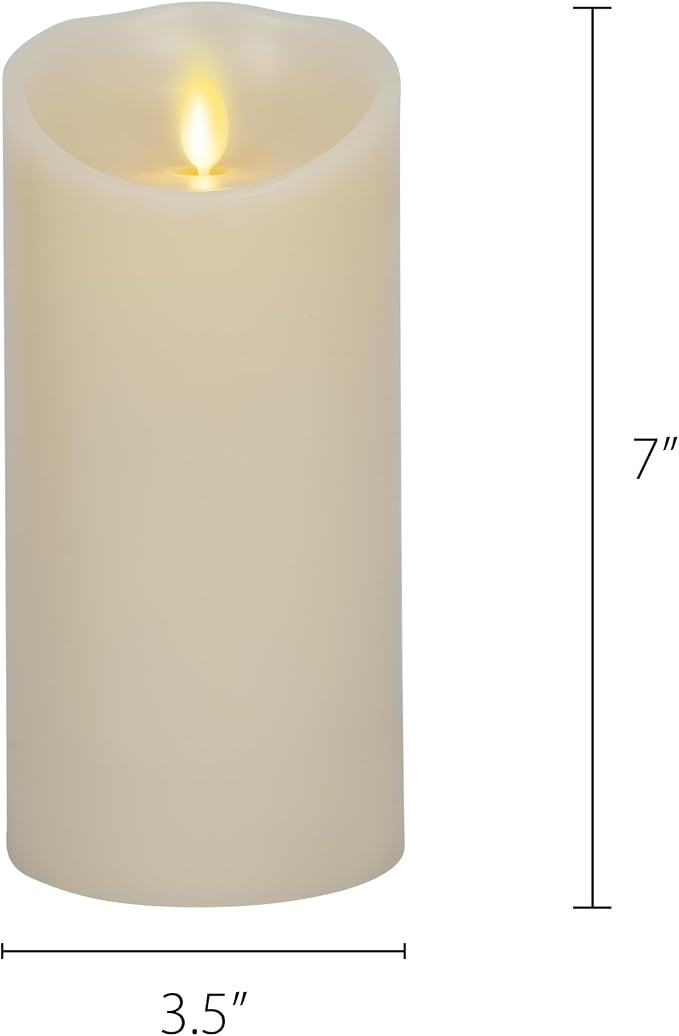 Darice LM357B Luminara Realistic Artificial Flame Pillar Candle with Timer, 7-Inch, Ivory