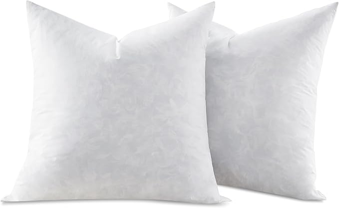 26x26 Feather Euro Throw Pillow Inserts, Decorative Pillow Inserts for Covers, Fuller Fit with Soft Support for Bed and Couch, Set of 2