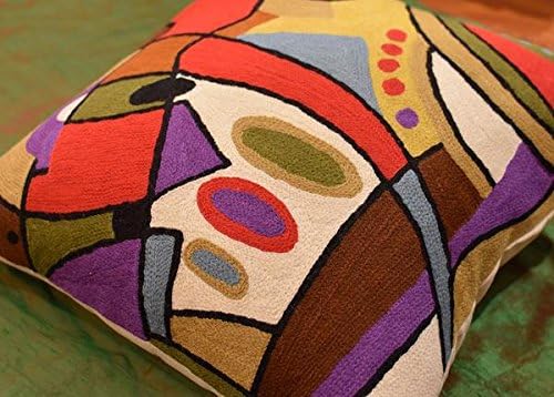 Modern Accent Pillows by Alfred Gockel | Decorative Pillow for Couch | New Red Musical Abstract Pillows | Contemporary Chair Cushion | Modern Cushions | Handmade Wool | Size -18x18