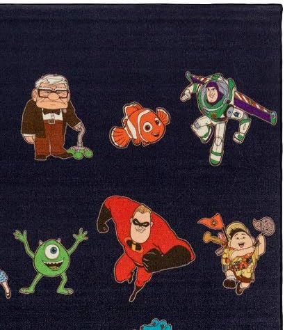 Gertmenian Disney Pixar Indoor Area Rug - 4x6 Large, Non-Slip, Ideal for Children in Bedroom, Game Room, Classroom, Nursery or Play Area - Pixar Heroes, Black, 47263