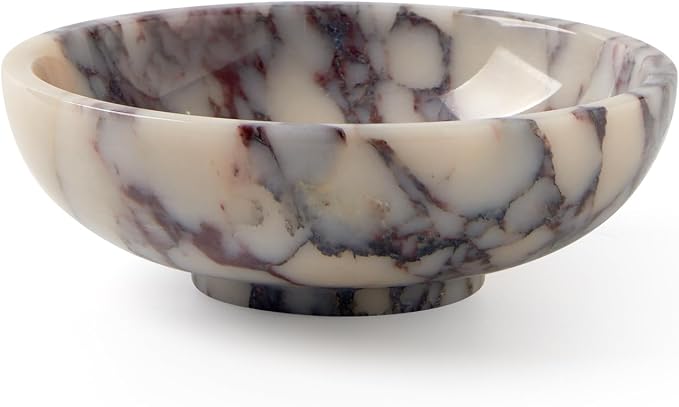 Luxury Natural Marble Decorative Bowl – Medium 7-Inch Calacatta Viola Marble for Coffee Table Centerpiece Holder, Decorative Catchall Dish for Dining Table, Statement Accent Tray for Home Decor