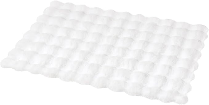 Ashler Faux Rabbit Fur Rug, White 5x7 FT Fluffy Soft Runner Area Rugs, Rectangle Fuzzy Carpet for Living Room, Bedroom, Machine Washable - 3D Bubble Mat