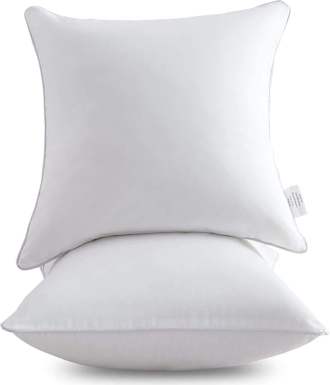 Leeden 24 x 24 Pillow Inserts (Set of 2) - Throw Pillow Inserts with 100% Cotton Cover - 24 Inch Square Decorative Pillows for Sofa, Couch, Bed and Home Decor
