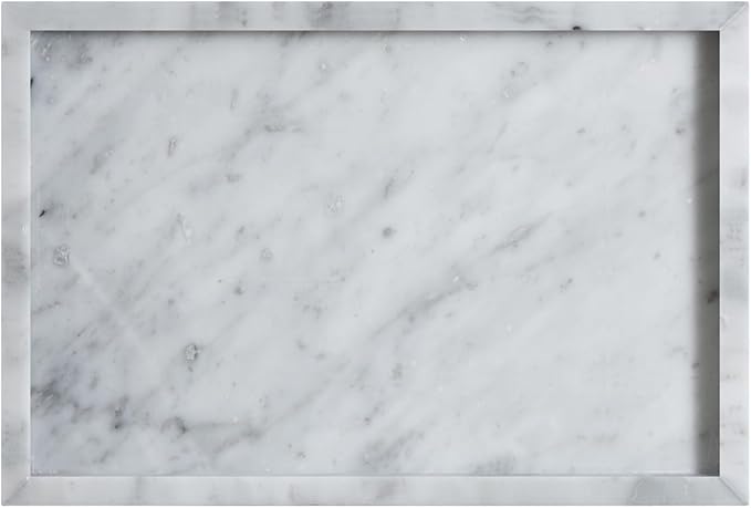 Italian White Marble Vanity Tray, Real Natural Bathroom Tray 12 inch, Carrara White Stone Trays, Large Perfume Trays, Cosmetic Organizer