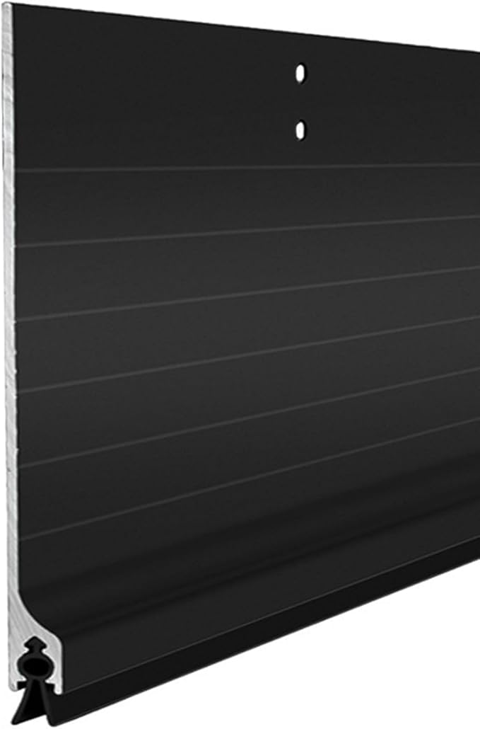 Door Metal Kick Plate Draft Stopper 42 inches Aluminum Mouse Blocker with Rubber Sweep Seal for Stop Under Doors Drafty Cover 3-7/8 inch Gap, 5-1/8"x42" Black