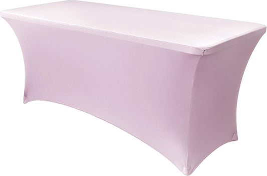 Obstal Spandex Table Cover 6ft Fitted Tablecloth Rectangular - Stretch Rectangle Folding Table Cloth for Birthday Party Wedding Banquet, Light Pink, 72L x 30W Inch