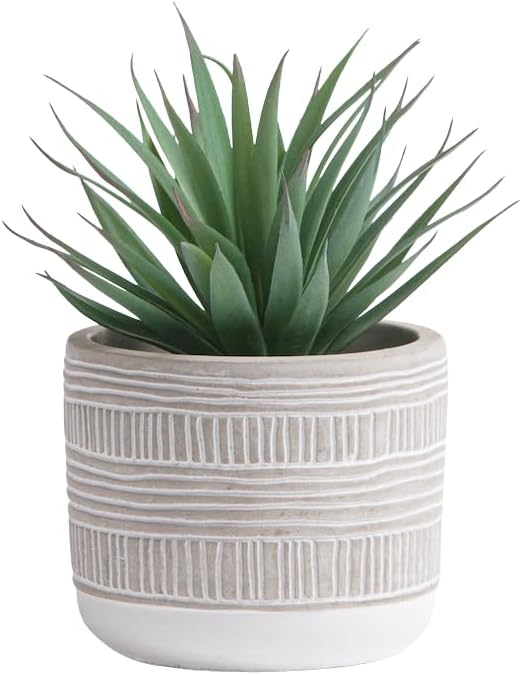 Kurrajong Farmhouse Artificial Plant | 8" Fake Plant for Desk Decor | Artificial Succulent in Pot | Fake Succulent | Faux Plant Indoor | Artificial Greenery for Shelf Decor