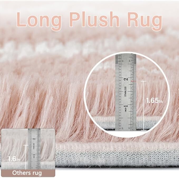 PureCozy 5x8 Checkered Rug for Bedroom Pink and White Modern Soft Area Rug Fluffy Non-Slip Carpet for Living Room Playroom Home Aesthetic Decor