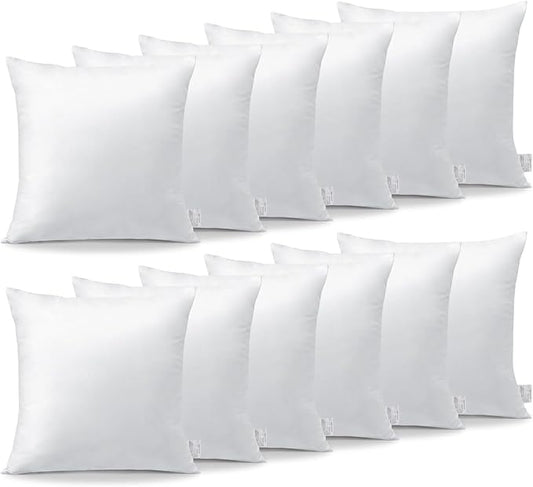 OTOSTAR Pack of 12 Throw Pillow Inserts, 18 x 18 Square Cushion Inner Soft Fluffy Plump Stuffer Cushion Pads White Decorative Pillow Inserts
