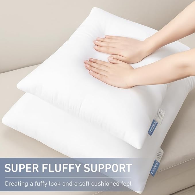Leeden 18x18 Pillow Inserts Pack of 4, 18 Inch Throw Pillow Inserts, Soft Fluffy Decorative Square Throw Pillows for Couch, Sofa, Bed, and Home Decor White Pillows