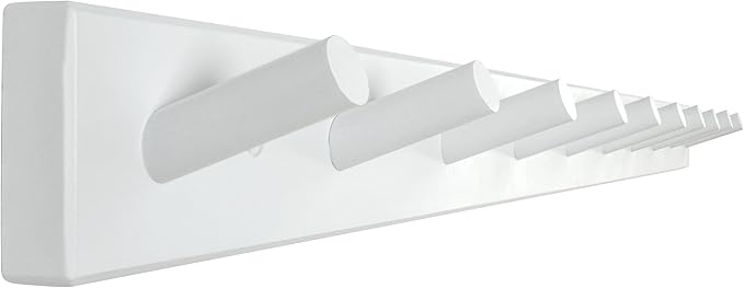 WEBI Coat Rack Wall Mounted,10 Hooks,38" Long Coat Hanger Wall Mount,Peg Rail Hat Hooks for Hanging Caps,Jacket,Clothes,Coats,White