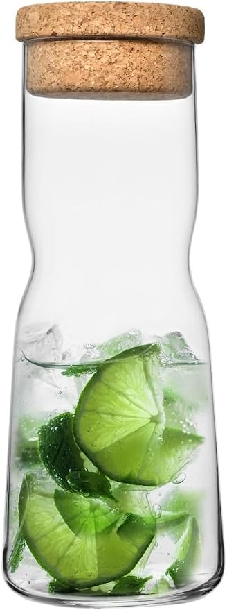 Krosno Glass Water Carafe With Natural Cork Stopper, 33.8 oz, Splendour Collection, Water and Juice, Birthday, Celebration, Party, Restaurant, Everyday Use, Dishwasher Safe, Made in Europe