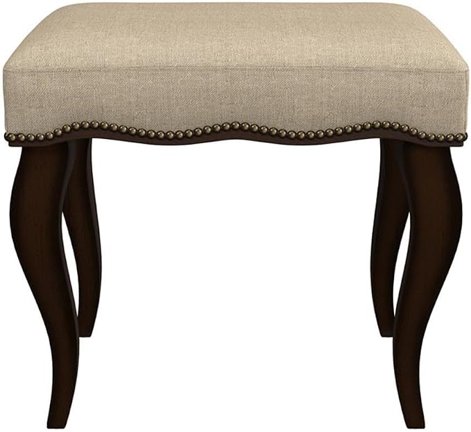 Hillsdale Hamilton Wood and Upholstered Backless Vanity Stool for Makeup Room and Bathroom, Burnished Oak