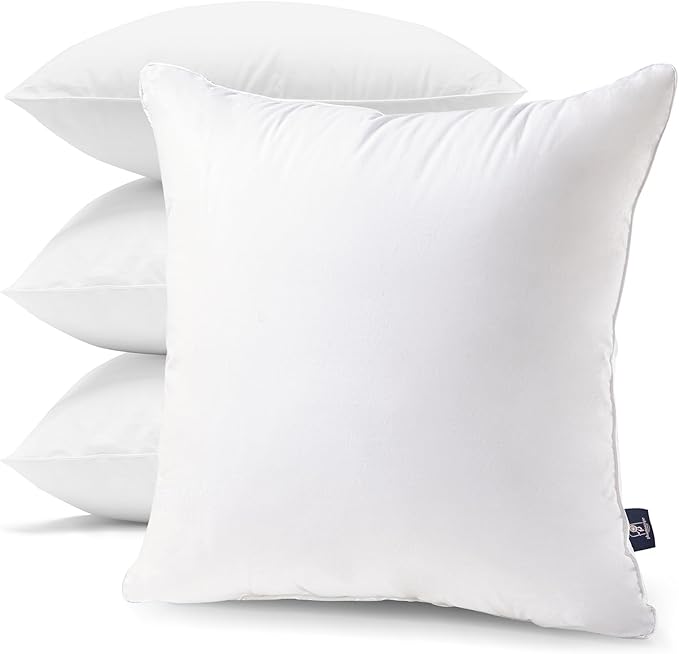 Phantoscope 18 x 18 Pillow Inserts - Throw Pillow Inserts with 100% Cotton Cover - 18 Inch Square Forms Pillow Sham Stuffer - Decorative Couch Cushion Pillows (4 Pack, 18 Inches)