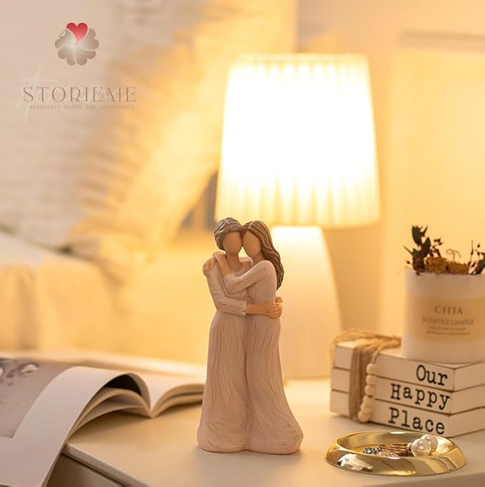 Storieme Sentimental Gifts for Mom from Daughter: Mother Daughter Hugging Resin Figurines Sculpture - Mom's Gift for Birthday Mother's Day Christmas Home Decor