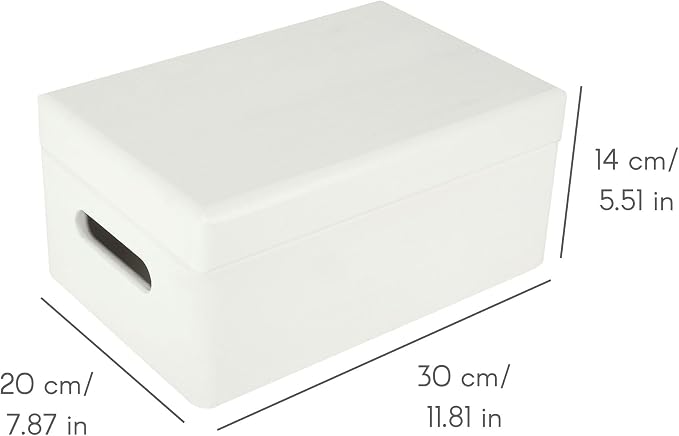 Creative Deco Large White Wooden Box Storage with Hinged Lid | 11.8x7.87x5.51in (+-0.5) | Keepsake with Handles | Gift Box for Tool Dog Toy Shoes Kitchen Storage | Wood Keepsake Chest Trunk