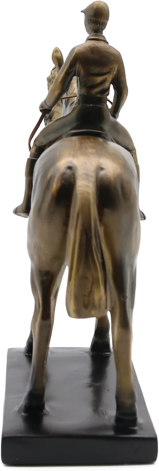 Lukitas Horse Rider Statues and Sculptures, Racing Figurine Home Decor, Equestrian Gift for Horse Lovers, Horseback Riding Ornament, Resin 10.5''