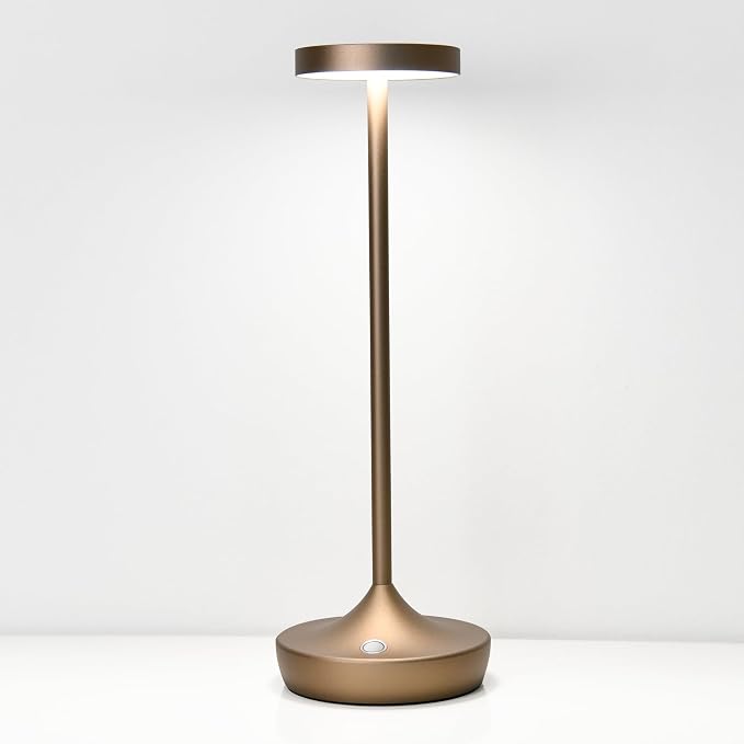 Cordless Table Lamps, Rechargeable 6000mAh LED Desk Lamps, Up to 60 Hours, Touch Control with 3-Level Dimming, Portable Waterproof Lights for Restaurant, Dining Table, Patio & Home (Bronze)