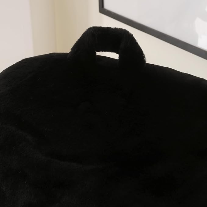 Soft Reading Pillow for Bed with Arms,Middle,Black,Faux Fur | 17" Backrest for Gaming & Lounging,Oeko-TEX Certified Plush Back Pillow for Teens Room