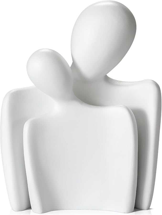 Flytime Love Couple Statue-8 Inch, Suitable for Home Modern Art Decor Sculpture Placed in TV Stand, Living Room, Bookshelf, Bedroom for Valentine's Day, Wedding, Anniversary (White)