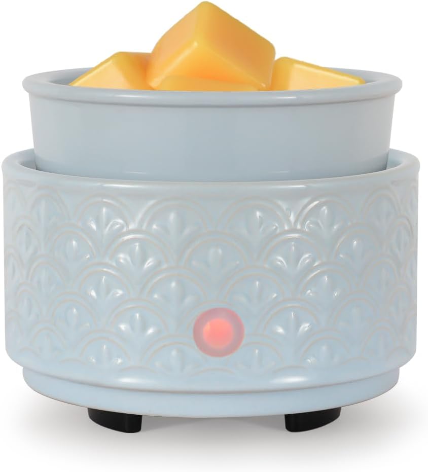 kobodon Ceramic Wax Melt Warmer - 3-in-1Electric Wax Warmer-Fragrance Candle Burner for Scented Wax Tarts and Essential Oils - Wax Melts as Gifts for Moms Grandma Women Girls（Blue）