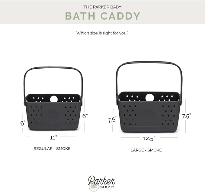 Parker Baby Bath Caddy | BPA Free & Food Grade Shower Caddy Organizer for Toys & Supplies | Quick-Dry, Sturdy & Perfect Size Shower Basket w/Handle in Neutral Colors