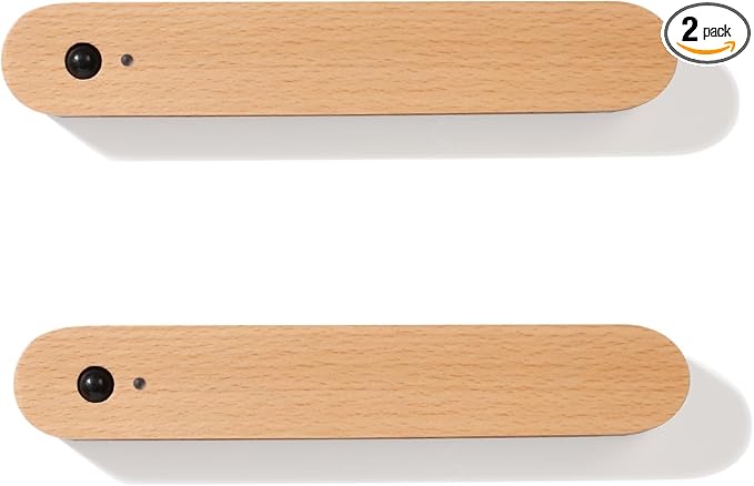 Wooden Motion Sensor Wall Light Magnetic Rechargeable Hallway 2-Pack | Night light warm LED glow, USB C, Detachable design, Tool-free mounting for closets, stairs, cabinets, entryways, home