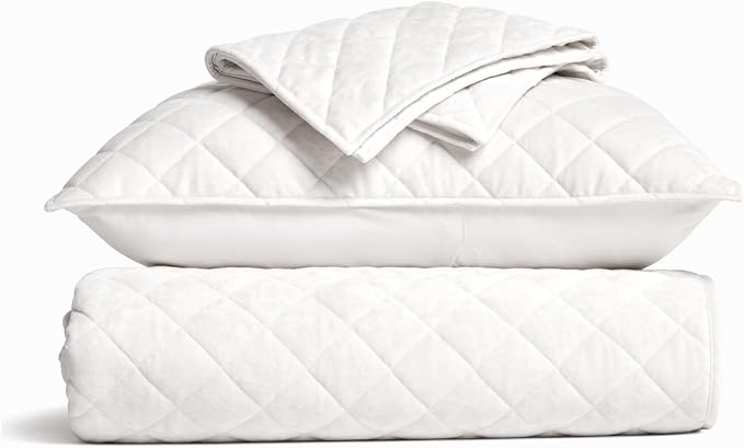 EVERGRACE Luxury Velvet Quilt Set Queen Size, Diamond Quilted Lightweight Velvet Comforter for All Season, Ultra Soft Oversized Bedspread Coverlet Bedding Set with 2 Pillow Shams, Ivory White | Luxe Velvet