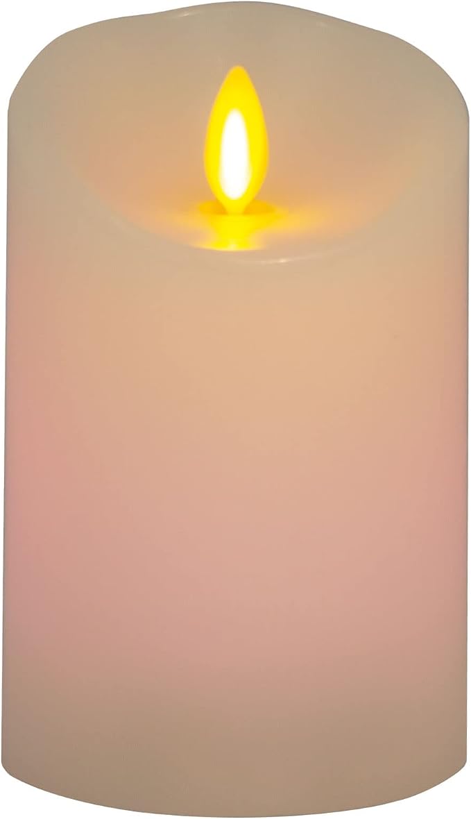 Luminara Flameless Color Changing LED Candle 3" x 4.5", Real Wax Moving Flame, Battery Operated with 18 Button Remote, Unscented Safe