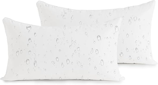 Oubonun 14x22 Outdoor Pillow Inserts (Pack of 2) - Square Waterproof Throw Pillow - Decorative Throw Pillows Insert for Couch Sofa Bed Patio Furniture - White Pillows