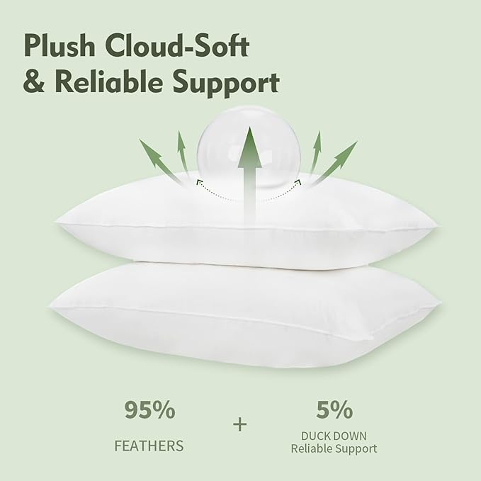 14"x24" Pillow Inserts Soft Feather Pillow Set of 2 Indoor Decorative Sofa Down Pillows Bed Pillows Couch Pillow