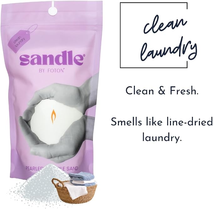 Foton Sandle Pearled Candle 10 Oz – Clean Laundry, Non Toxic Luxury Long Lasting Sand Candles up to 120 Hours - Refillable Candle Sand with 15 Wicks for Candles Making