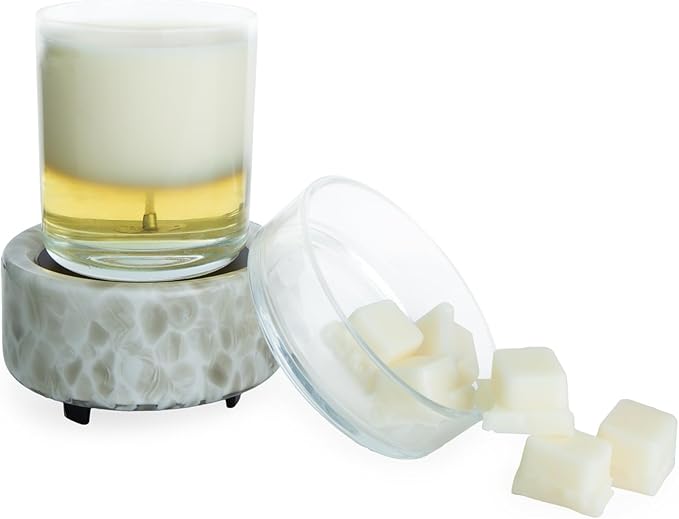 Candle Warmers ETC 2-in-1 Candle and Fragrance Warmer for Warming Scented Candles or Wax Melts and Tarts with to Freshen Room, Swirl Glass