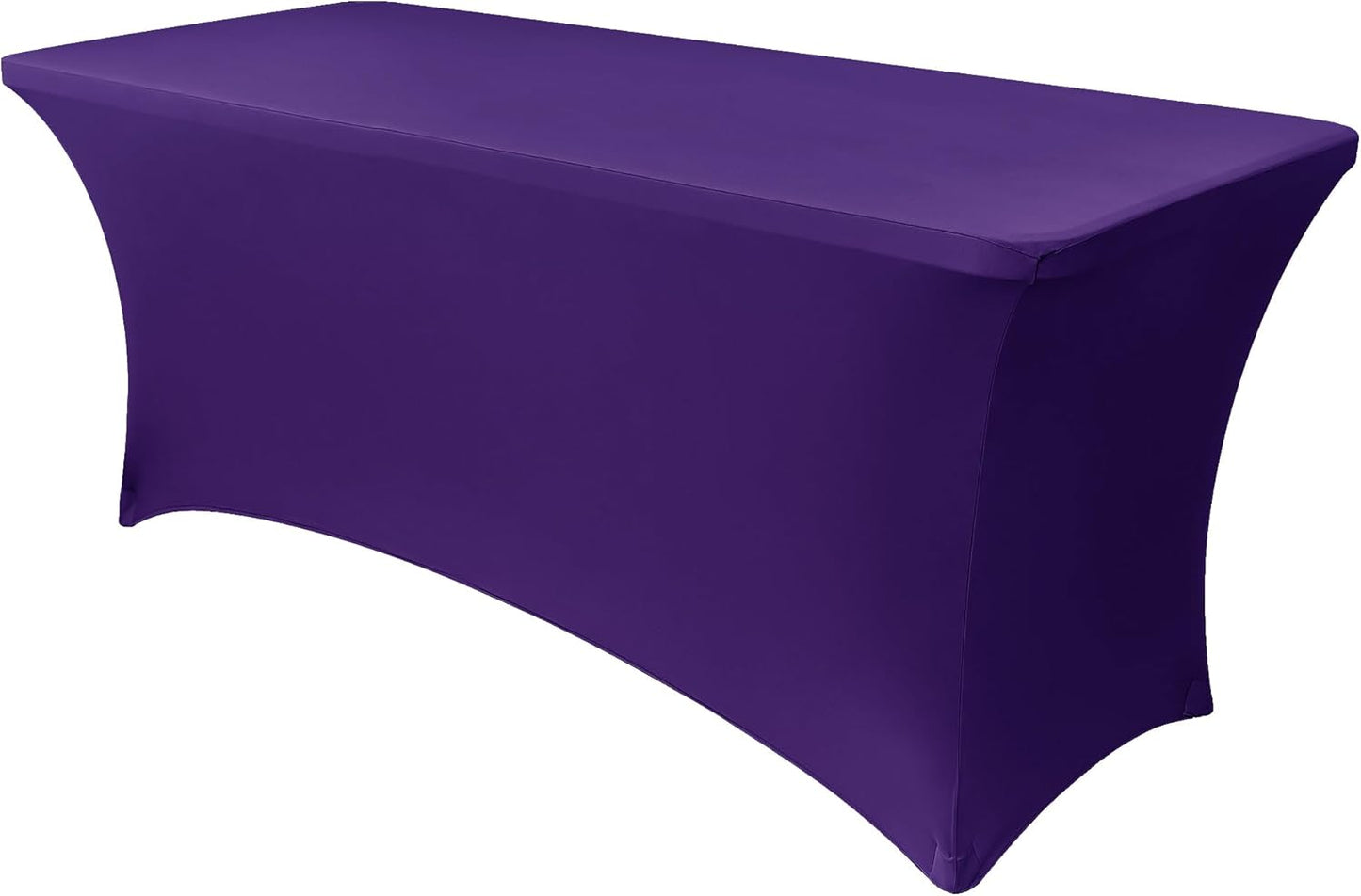 Obstal 4ft Stretch Spandex Table Cover for Standard Folding Tables - Universal Rectangular Fitted Tablecloth Protector for Wedding, Banquet and Party,Dark Purple
