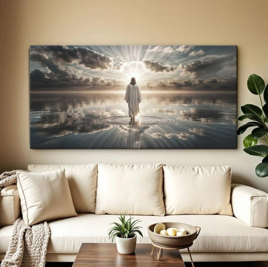 TAILORED CANVASES Jesus Walking on Water Canvas – Christian Wall Art, Jesus Canvas Wall Art, Jesus Pictures for Wall, Jesus Walks Jesus Poster, Jesus Art, Jesus Walking on Water Wall Art - 10x20