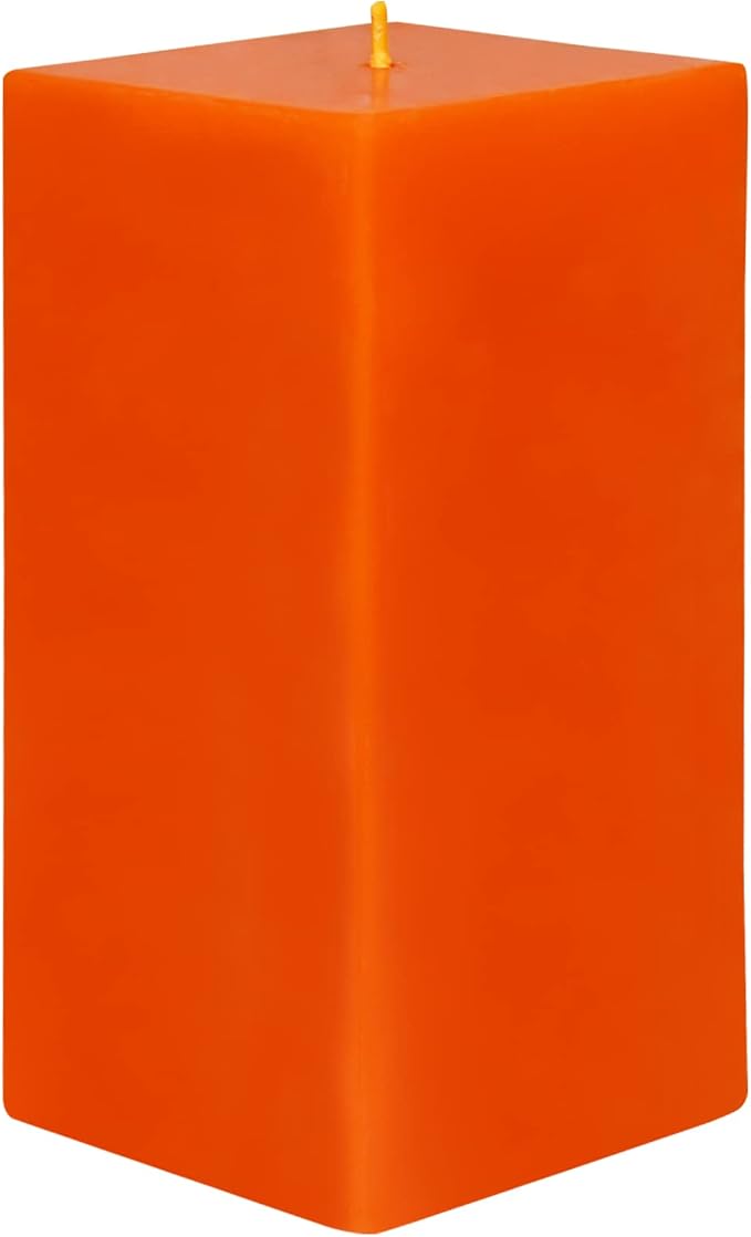 Zest Candle Pillar Candle, 3 by 6-Inch, Orange Square