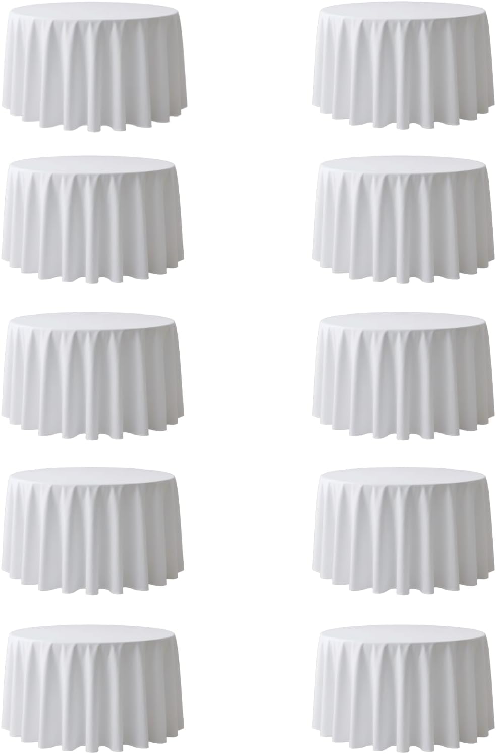 Surmente 132 inch Round tablecloths -10 Pack White Round Table Cloths, Polyester Fabric Table Covers for Weddings, Banquets, or Restaurants