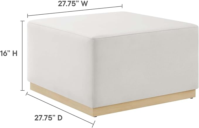 Modway Large 28" Square Performance Velvet Upholstered Upholstered Ottoman