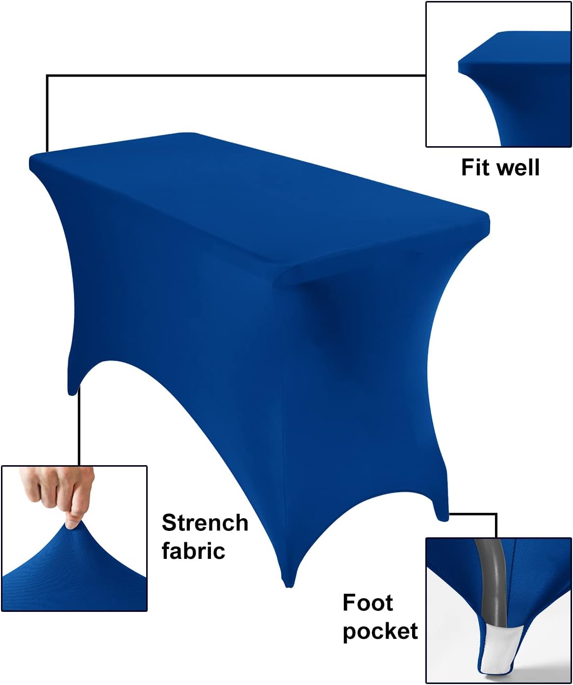 Spandex 4ft Waterproof Table Cover for Party,Wedding, Banquet, and Events(Classicbule)