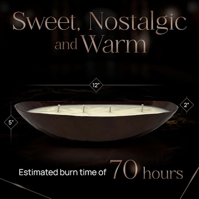 Dough Bowl Candle Co. Luxury Candle - Scented Luxury Candles for Home, 12x5x2 Inch Vessel for Women and Men, Fancy 4 Wick for All Occasions (Gingerbread, Bronze)