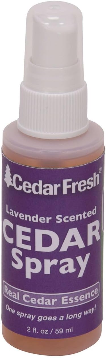 Household Essentials CedarFresh 84802 Cedar Power Spray with Lavender Essence Scent | Protects Closets | Restores Scent to Cedar Wood Accessories | 2 fl. oz., Purple