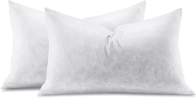14x22 Feather Lumbar Pillow Inserts, Decorative Throw Pillow Inserts for Covers, Fuller Fit with Soft Support for Bed and Couch, Set of 2