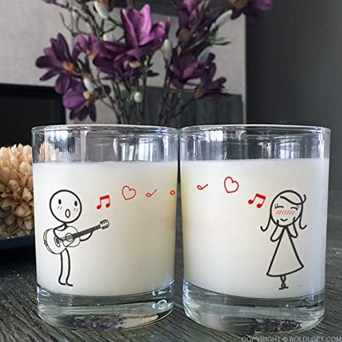 BoldLoft Love Me Tender Couple Drinking Glasses- Couple Gifts for Her, Girlfriend, Wife, Guitar Lover Gifts, His and Hers Home Decor for Anniversary, Valentine's Day, Christmas, Wedding, Engagement