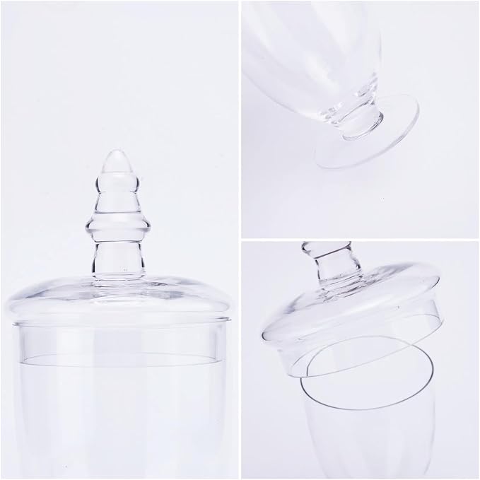 Glass Apothecary Jars with Lids, Small Storage Containers, Set of 3 Wide Mouth Storage Candy Jar Decorative Candy Buffet Organizer Canisters Elegant Kitchen