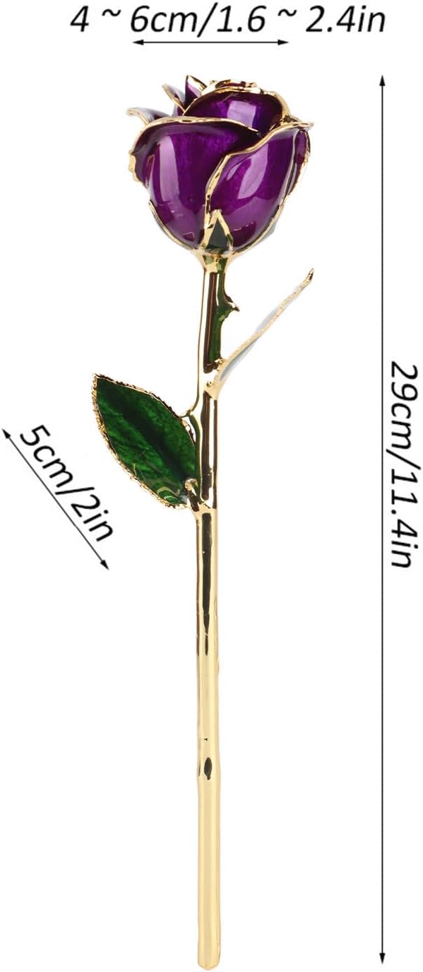 Ejoyous 24k Gold Dipped Rose Forever Preserved Long Stem Rose Flower for Wife Mother Girlfriend Her Birthday Christmas Day Valentine's Day Anniversary, Rose with Stand