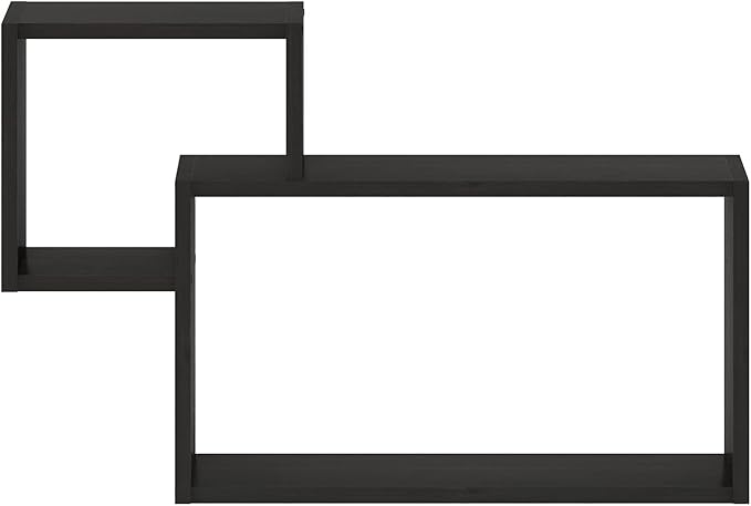 Furinno Rossi Interweave Wall Mount Floating Decorative Shelf, Set of 2, Espresso