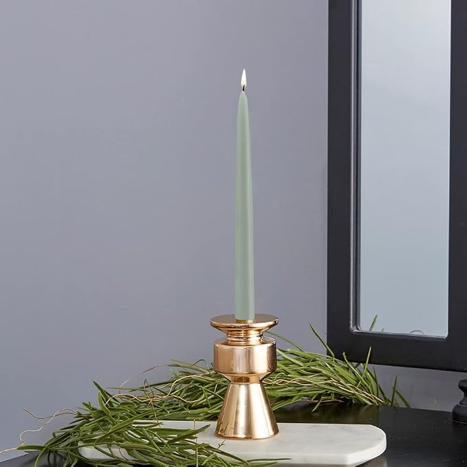 Root Candles 12-Count Unscented Taper Candles Smooth Hand-Dipped Dripless Beeswax Enhanced Boxed Candle Set, 9-Inch, Sage Green